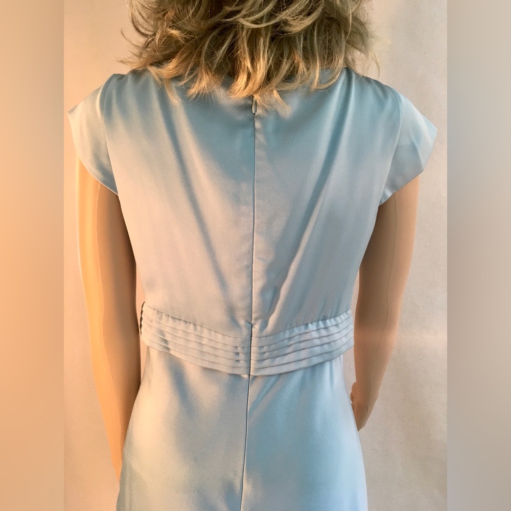 CALVIN KLEIN blue satin short sleeve Scoop neck Vintage slip maxi dress - Picture 5 of 15